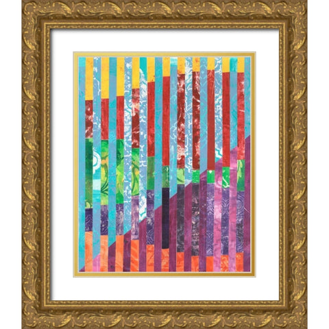 Quilted Monoprints III Gold Ornate Wood Framed Art Print with Double Matting by Moore, Regina