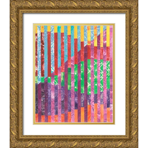 Quilted Monoprints IV Gold Ornate Wood Framed Art Print with Double Matting by Moore, Regina