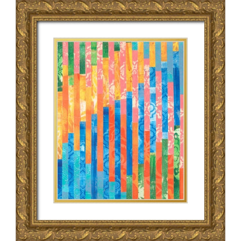 Quilted Monoprints V Gold Ornate Wood Framed Art Print with Double Matting by Moore, Regina