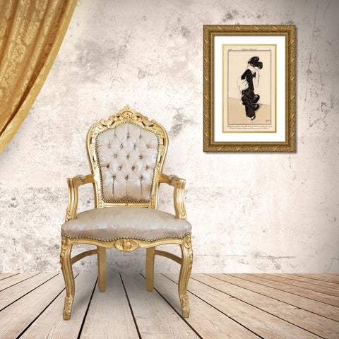 Vintage French Fashion I Gold Ornate Wood Framed Art Print with Double Matting by Unknown