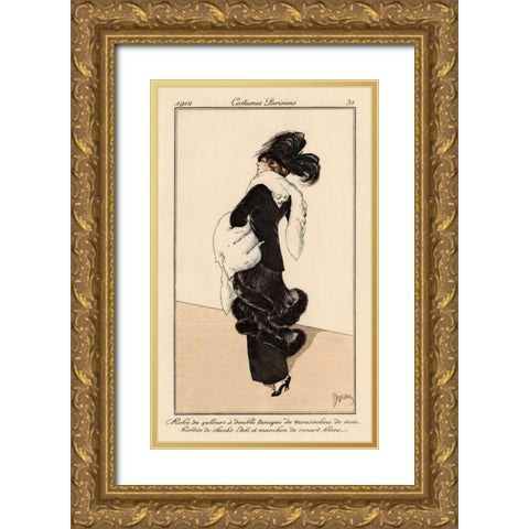 Vintage French Fashion I Gold Ornate Wood Framed Art Print with Double Matting by Unknown