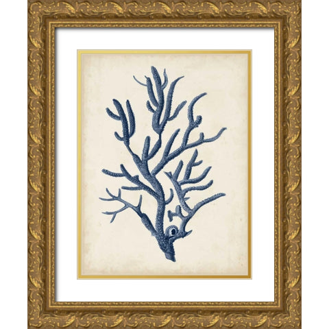 Indigo Coral IV Gold Ornate Wood Framed Art Print with Double Matting by Vision Studio