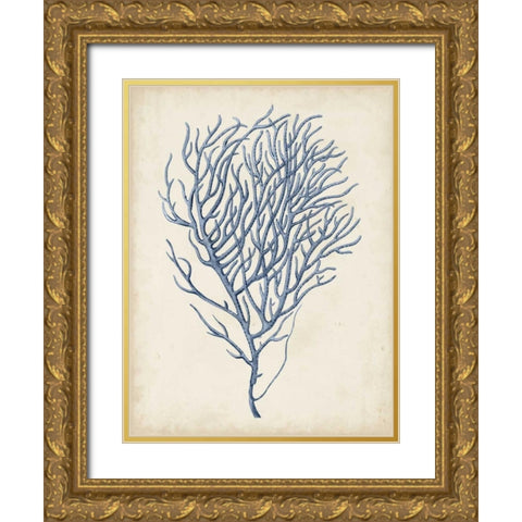 Indigo Coral VI Gold Ornate Wood Framed Art Print with Double Matting by Vision Studio