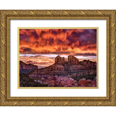 Pink Morning Glory IV Gold Ornate Wood Framed Art Print with Double Matting by Drost, David