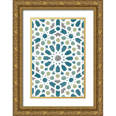 Zellige Board III Gold Ornate Wood Framed Art Print with Double Matting by Saunders, Alonzo