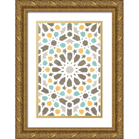 Zellige Board IV Gold Ornate Wood Framed Art Print with Double Matting by Saunders, Alonzo