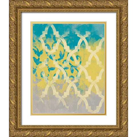 Yellow in the Middle II Gold Ornate Wood Framed Art Print with Double Matting by Saunders, Alonzo