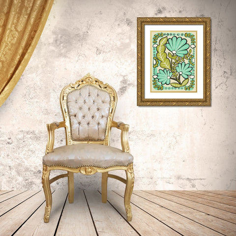 Gouache Florals III Gold Ornate Wood Framed Art Print with Double Matting by Zarris, Chariklia