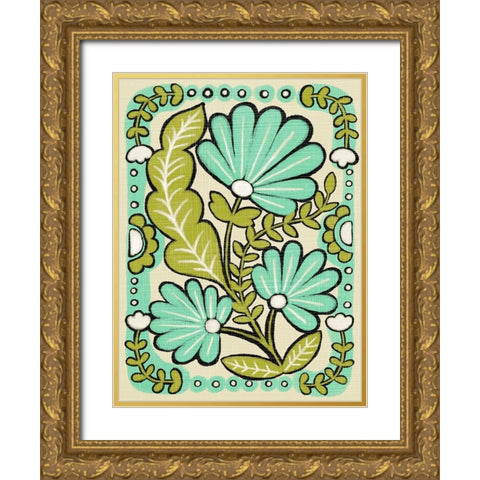 Gouache Florals III Gold Ornate Wood Framed Art Print with Double Matting by Zarris, Chariklia