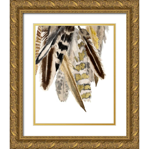 Custom Vintage Feathers I Gold Ornate Wood Framed Art Print with Double Matting by Studio W.