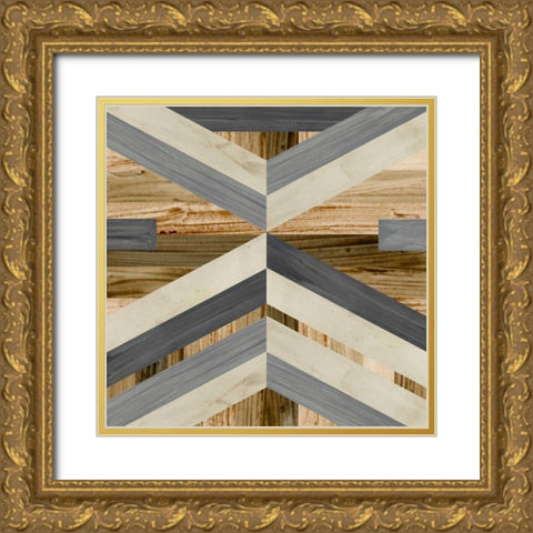 Geometric Inlay I Gold Ornate Wood Framed Art Print with Double Matting by Vess, June Erica