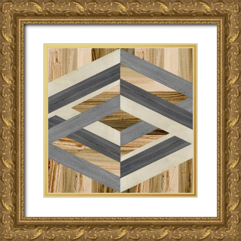 Geometric Inlay II Gold Ornate Wood Framed Art Print with Double Matting by Vess, June Erica
