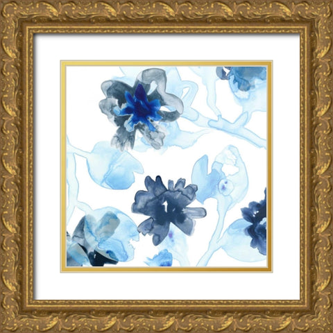 Blue Gossamer Garden II Gold Ornate Wood Framed Art Print with Double Matting by Vess, June Erica