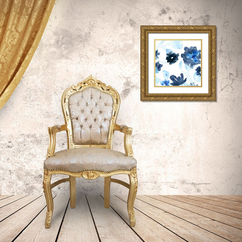 Blue Gossamer Garden III Gold Ornate Wood Framed Art Print with Double Matting by Vess, June Erica