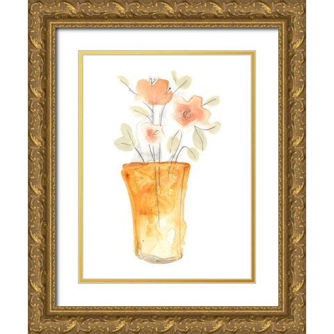 Blossom Pop Study I Gold Ornate Wood Framed Art Print with Double Matting by Vess, June Erica