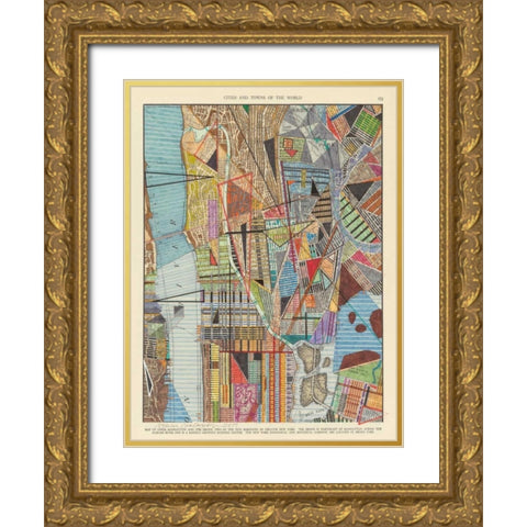 Modern Map of New York I Gold Ornate Wood Framed Art Print with Double Matting by Galapon, Nikki