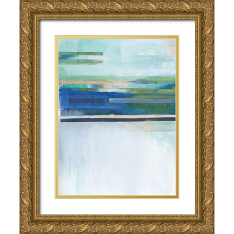 Blue Lapis Waterfall I Gold Ornate Wood Framed Art Print with Double Matting by Jerry, Alison