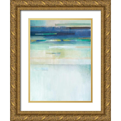 Blue Lapis Waterfall II Gold Ornate Wood Framed Art Print with Double Matting by Jerry, Alison