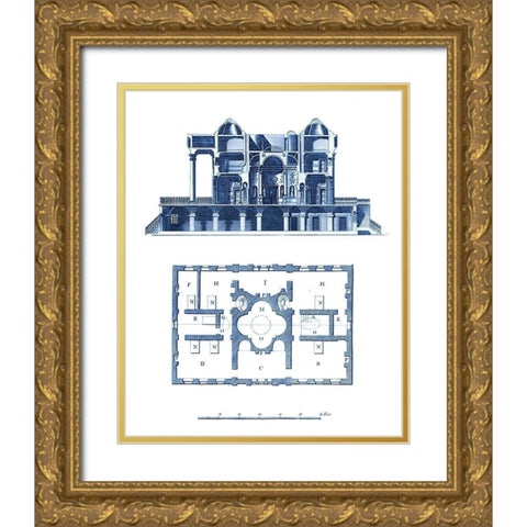 Custom Architectural Blueprint III Gold Ornate Wood Framed Art Print with Double Matting by George, Andrew Cook