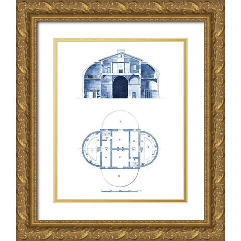 Custom Architectural Blueprint V Gold Ornate Wood Framed Art Print with Double Matting by George, Andrew Cook