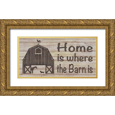 Home and Farm III Gold Ornate Wood Framed Art Print with Double Matting by Saunders, Alonzo