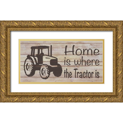 Home and Farm IV Gold Ornate Wood Framed Art Print with Double Matting by Saunders, Alonzo