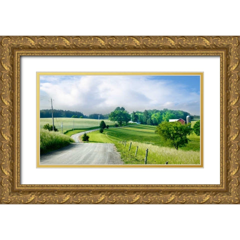 Farm and Country II Gold Ornate Wood Framed Art Print with Double Matting by McLoughlin, James
