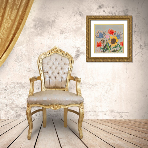 Thistle Bouquet II Gold Ornate Wood Framed Art Print with Double Matting by Borges, Victoria
