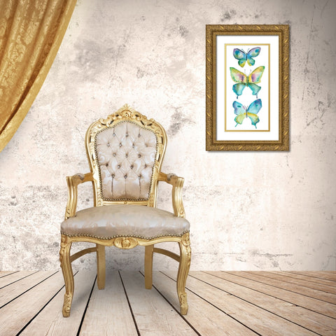 Jeweled Butterflies IV Gold Ornate Wood Framed Art Print with Double Matting by Zarris, Chariklia