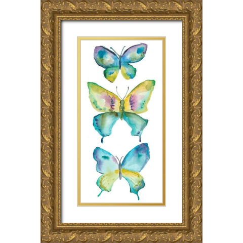 Jeweled Butterflies IV Gold Ornate Wood Framed Art Print with Double Matting by Zarris, Chariklia