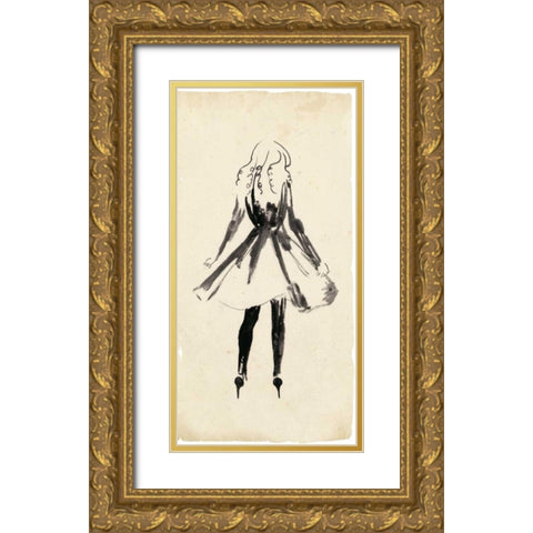 Fashion Glimpse I Gold Ornate Wood Framed Art Print with Double Matting by Wang, Melissa