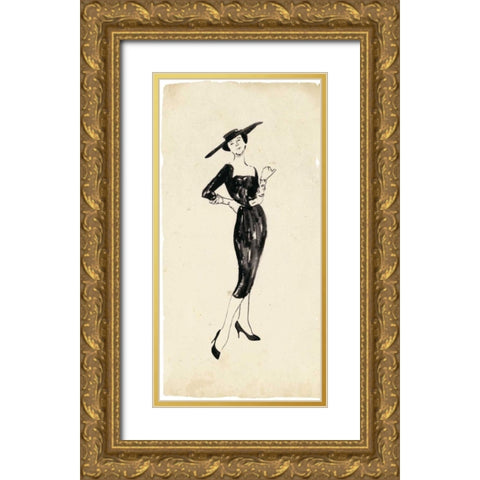 Fashion Glimpse IV Gold Ornate Wood Framed Art Print with Double Matting by Wang, Melissa