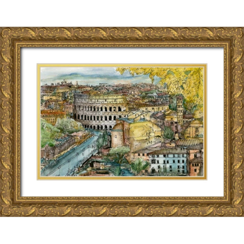 European Afternoon III Gold Ornate Wood Framed Art Print with Double Matting by Wang, Melissa