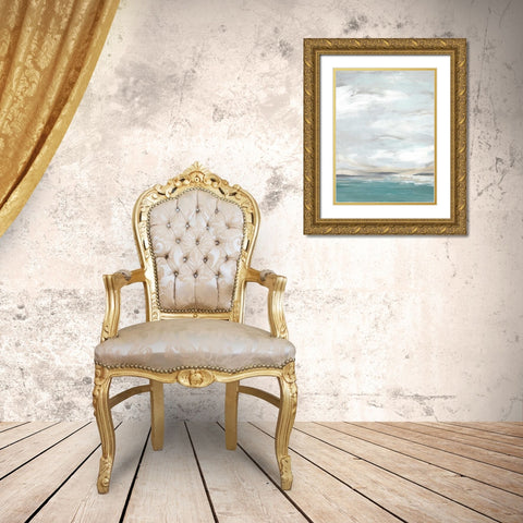 Seafoam Vista II Gold Ornate Wood Framed Art Print with Double Matting by Vess, June Erica