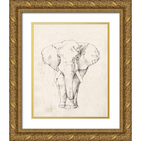 Elephant Portrait I Gold Ornate Wood Framed Art Print with Double Matting by Goldberger, Jennifer