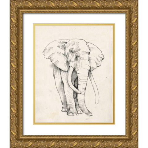 Elephant Portrait II Gold Ornate Wood Framed Art Print with Double Matting by Goldberger, Jennifer