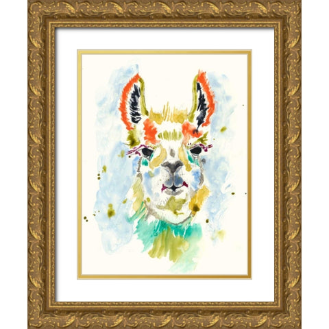 Hifi Llama I Gold Ornate Wood Framed Art Print with Double Matting by Goldberger, Jennifer
