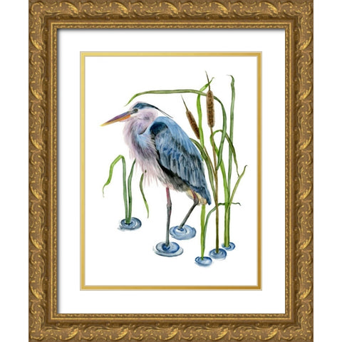 At the Pond I Gold Ornate Wood Framed Art Print with Double Matting by Wang, Melissa