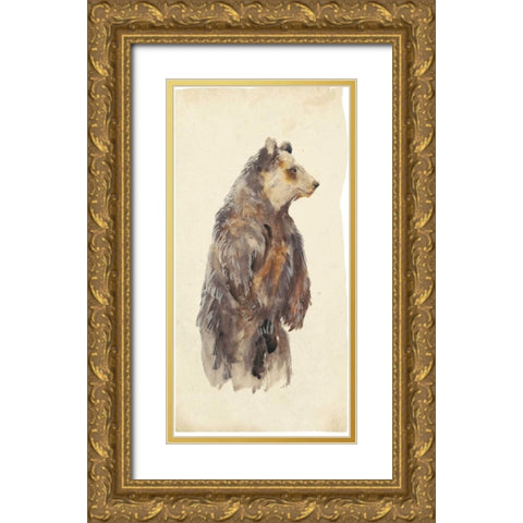 Brown Bear Stare II Gold Ornate Wood Framed Art Print with Double Matting by Wang, Melissa