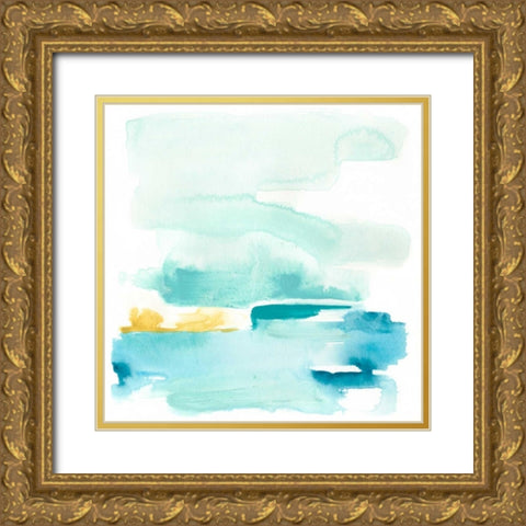 Liquid Shoreline II Gold Ornate Wood Framed Art Print with Double Matting by Vess, June Erica