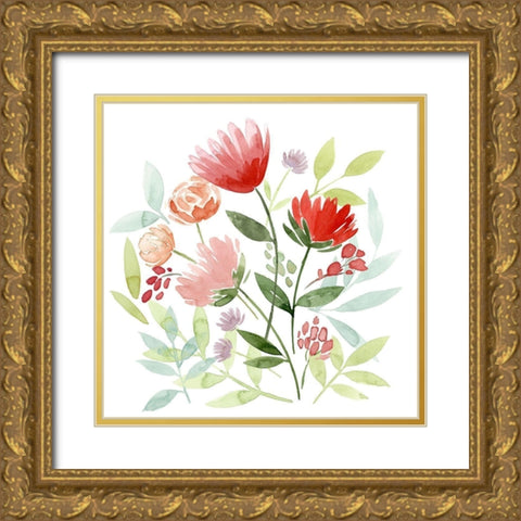 Country Bouquet I Gold Ornate Wood Framed Art Print with Double Matting by Popp, Grace