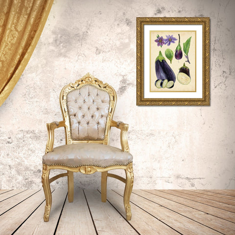 Aubergine Study I Gold Ornate Wood Framed Art Print with Double Matting by Wang, Melissa