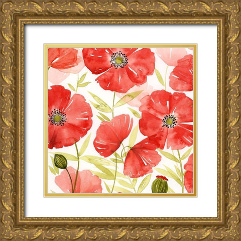 Poppy Screen II Gold Ornate Wood Framed Art Print with Double Matting by Popp, Grace