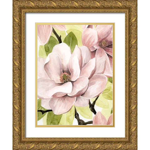 Blush Magnolia II Gold Ornate Wood Framed Art Print with Double Matting by Popp, Grace