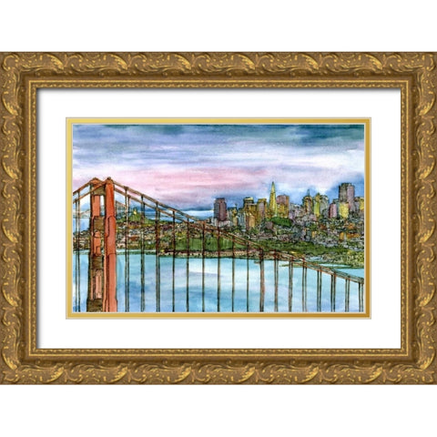 Coast to Coast II Gold Ornate Wood Framed Art Print with Double Matting by Wang, Melissa