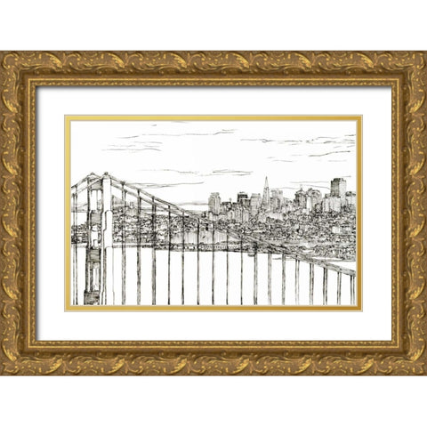 Skyline Sketch II Gold Ornate Wood Framed Art Print with Double Matting by Wang, Melissa