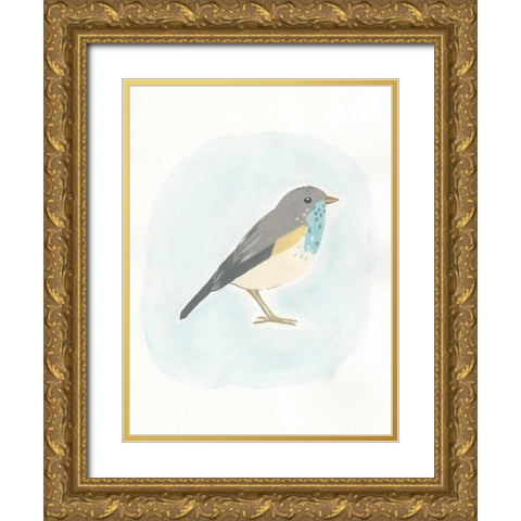 Dapper Bird I Gold Ornate Wood Framed Art Print with Double Matting by Vess, June Erica