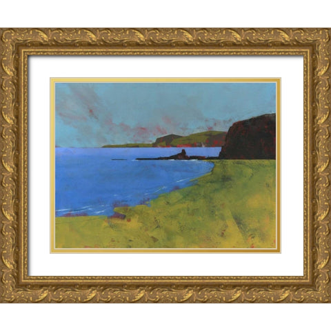 Ceredigion Cliffs Gold Ornate Wood Framed Art Print with Double Matting by Bailey, Paul