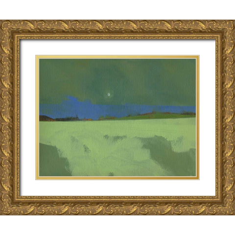 Green Moon Rising Gold Ornate Wood Framed Art Print with Double Matting by Bailey, Paul