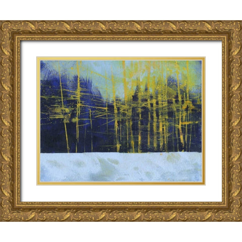 Golden Winter Pines Gold Ornate Wood Framed Art Print with Double Matting by Bailey, Paul
